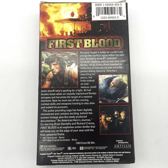 Vintage 1982 Rambo-First Blood Sylveter Stallone Digitally‎ Remastered Bonus VHS - Picture 2 of 4